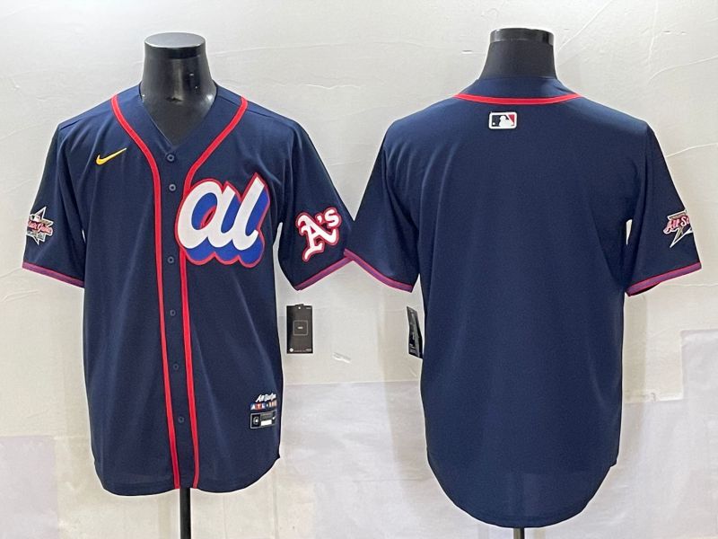 Men 2025 Oakland Athletics Blank Drak Blue All star Nike MLB Jersey style 04